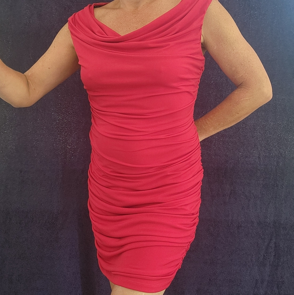 Sexy red scooped neck dress